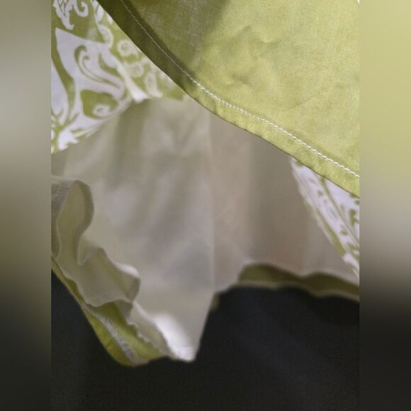 Green White Tribal Print A Line Midi Skirt Cotton Sz 18 Plus Size - Picture 4 of 7